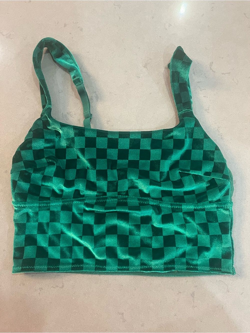 Colsie Green Checkerboard Bralette
